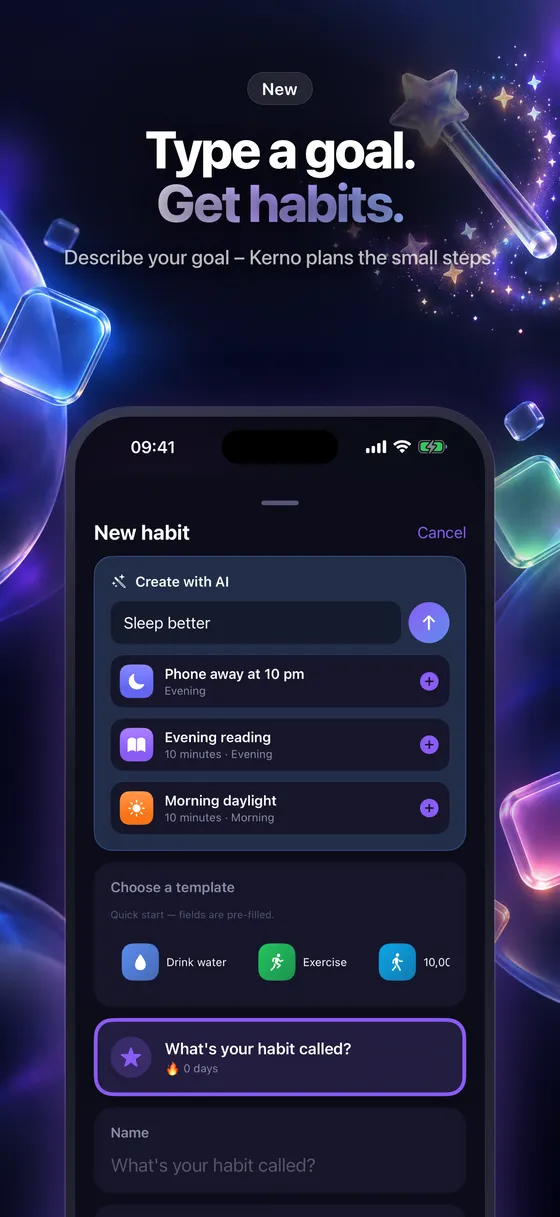 Type a goal, get habits – AI suggestions